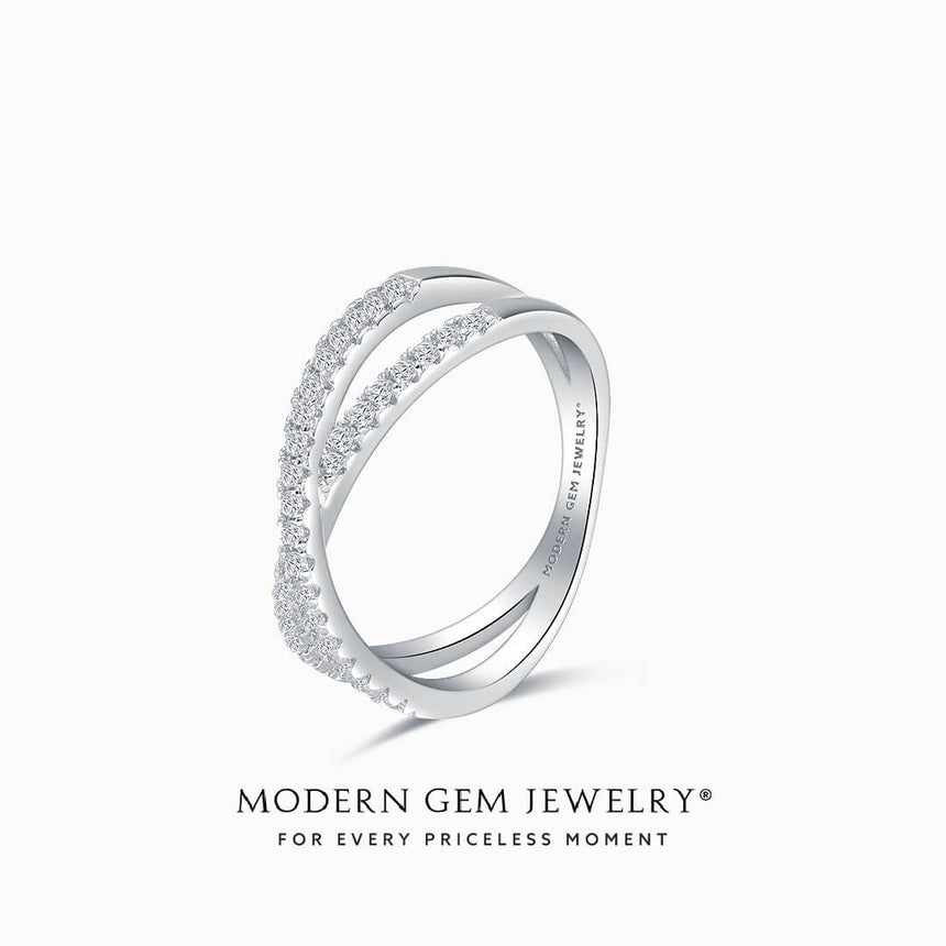 Criss Cross Wedding Band with Diamonds | Modern Gem Jewelry | Saratti