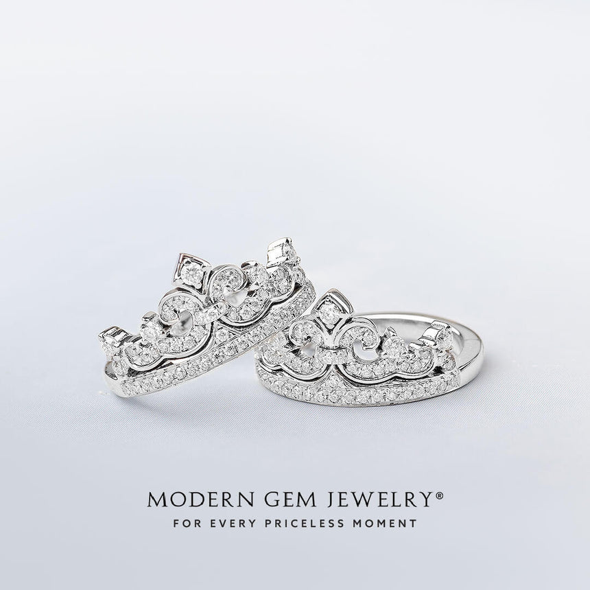Tiara-Inspired Circle Diamond Earrings | Modern Gem Jewelry