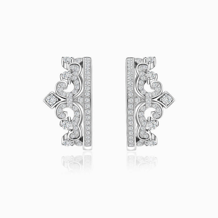 Tiara-Inspired Circle Diamond Earrings | Modern Gem Jewelry