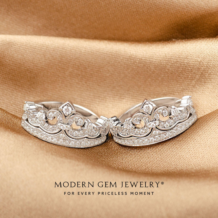 Tiara-Inspired Circle Diamond Earrings | Modern Gem Jewelry