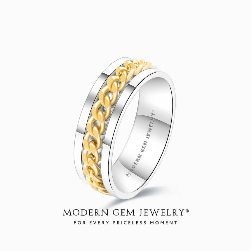 18K White and Yellow Gold Comfort Fit Band for Men