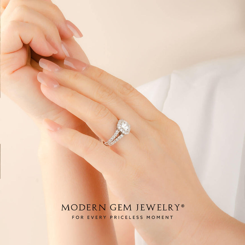 2 carat Cushion Diamond Ring in 18K White Gold | Modern Gem Jewelry | Custom Engagement Rings & Fine Jewelry