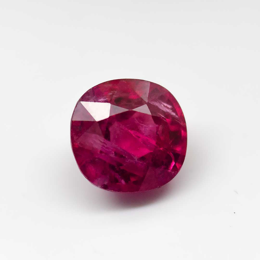 Natural Ruby Gemstone | Red Cushion Cut Heated | 1.81 Carats