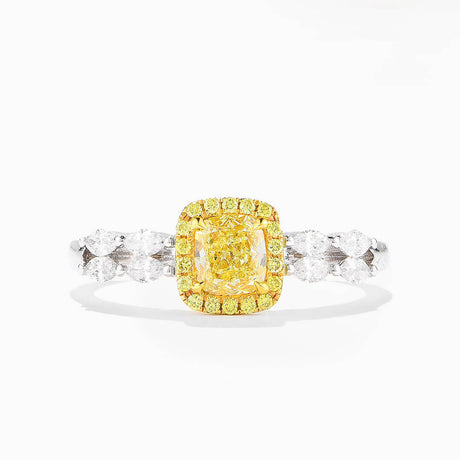 Art Deco Fancy Yellow Diamond Cocktail Ring
