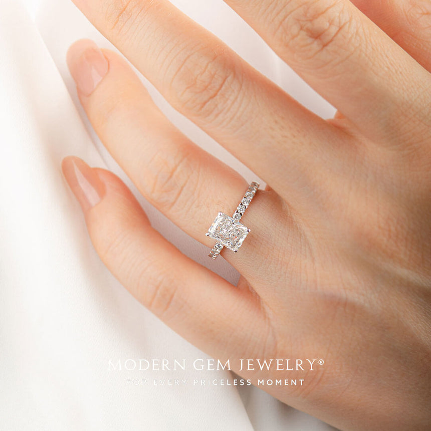 Diamond Pave Radiant Cut Diamond Engagement Ring