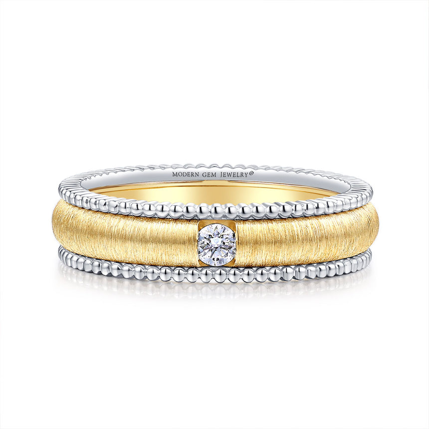 Diamond Solitaire 18K Gold Wedding Band