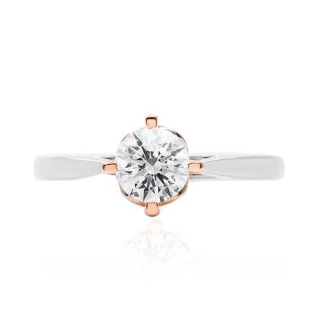 Solitaire 18K White and Rose Gold Diamond Engagement Ring