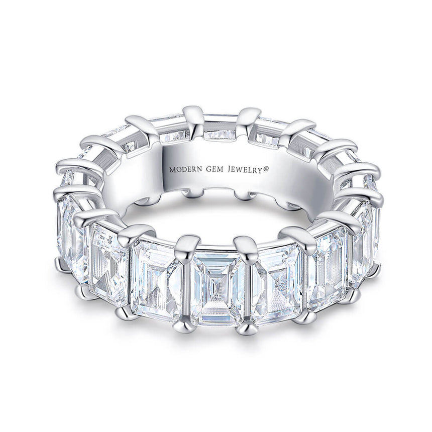 Emerald Cut Eternity Band in White Gold | Modern Gem Jewelry | Saratti