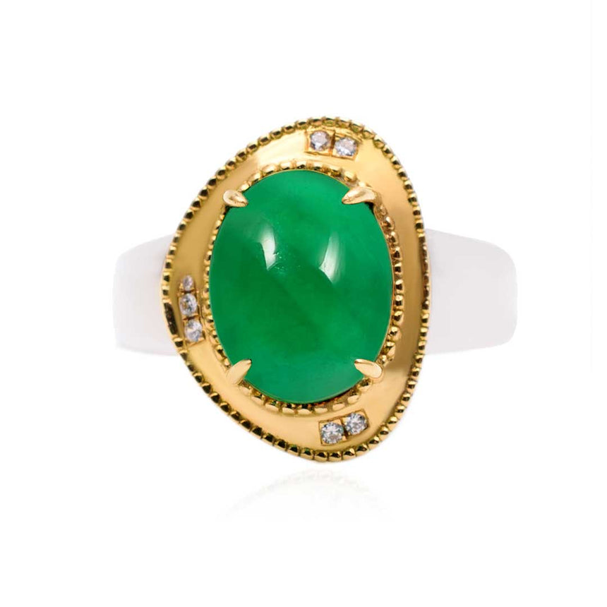 3 carat Emerald Ring in Yellow and White Gold | Modern Gem Jewelry | Saratti