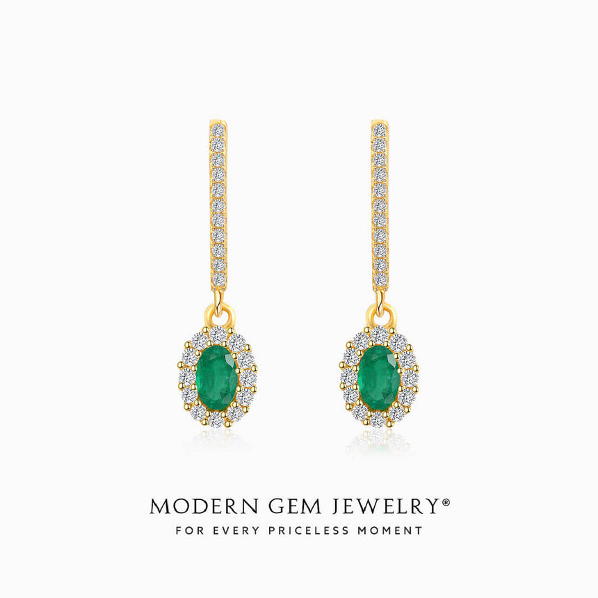 Emerald and diamond drop necklace