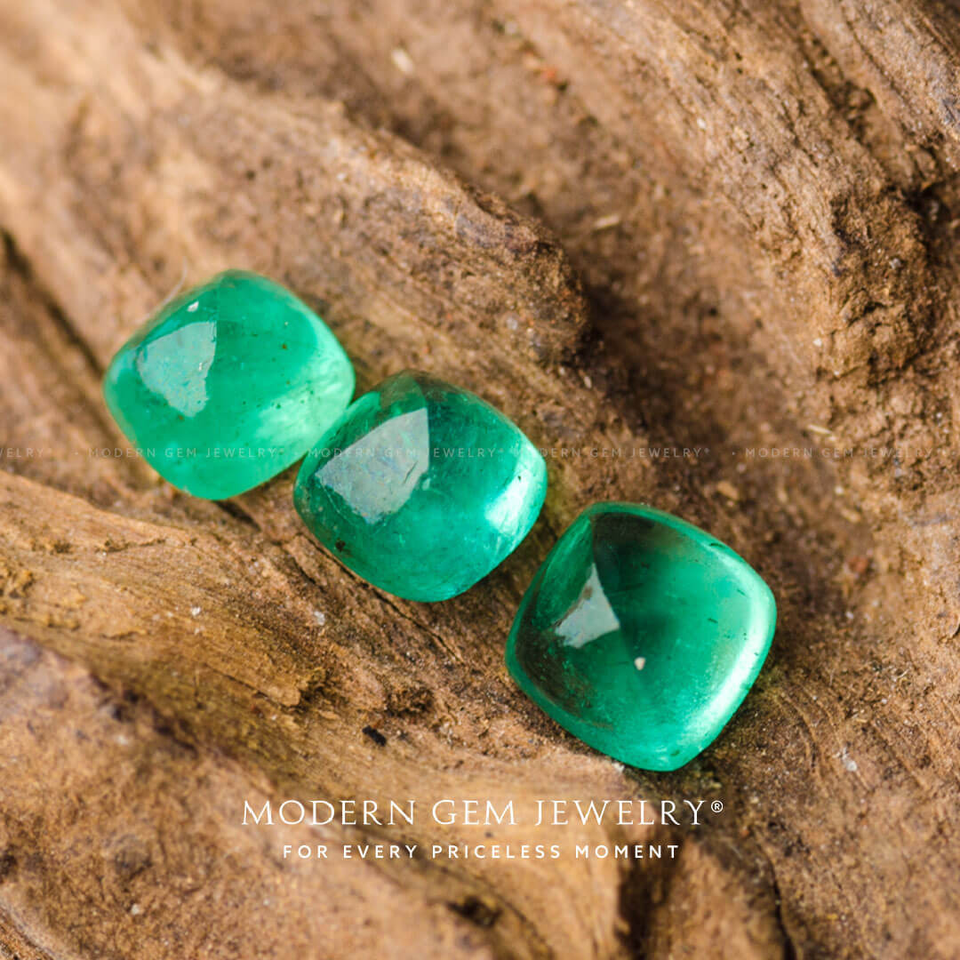 Unique Natural Emeralds Sugarloaf Stones | Modern Gem Jewelry