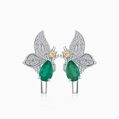 Pear Cut Emerald and Diamond Pave Earrings | Modern Gem Jewelry