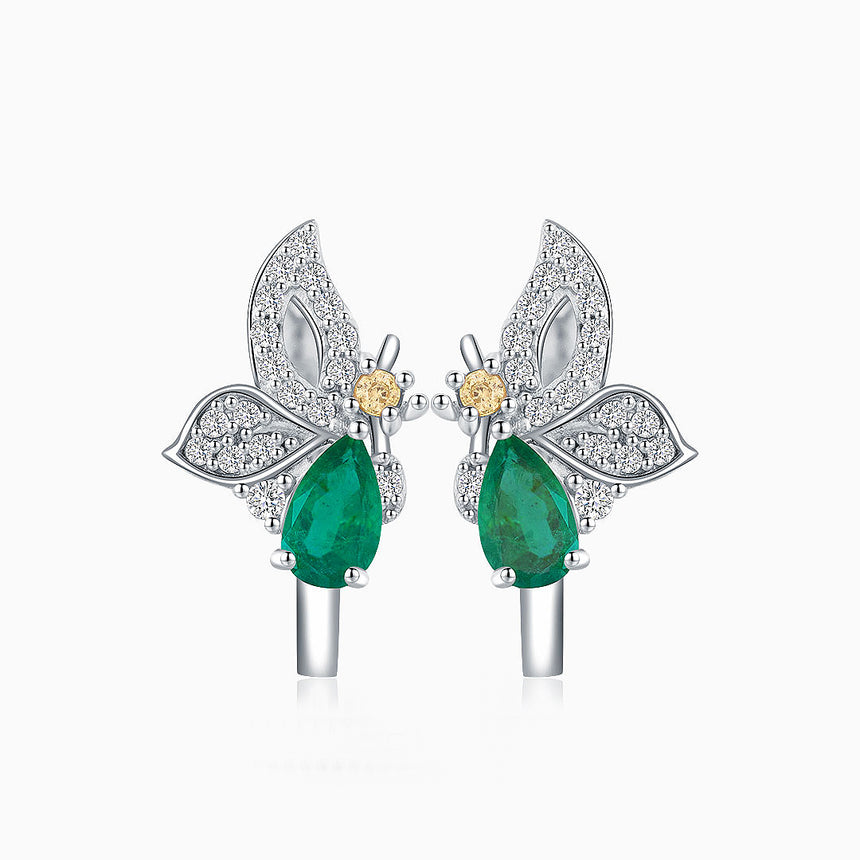 Pear Cut Emerald and Diamond Pave Earrings | Modern Gem Jewelry