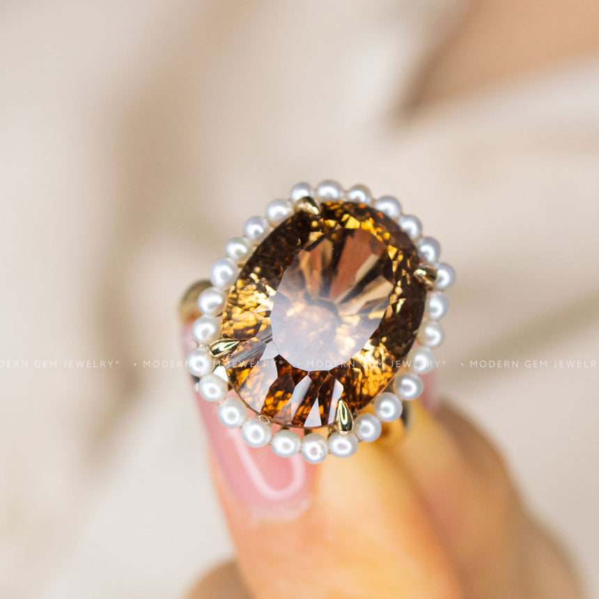 Claw Set Natural Imperial Topaz Cocktail ring