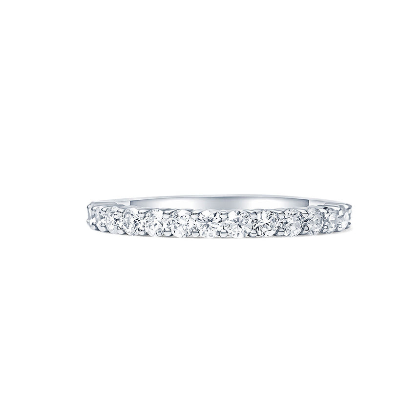 Round Diamond Eternity Band in White Gold | Custom Made against a White Background | Modern Gem Jewelry | Saratti