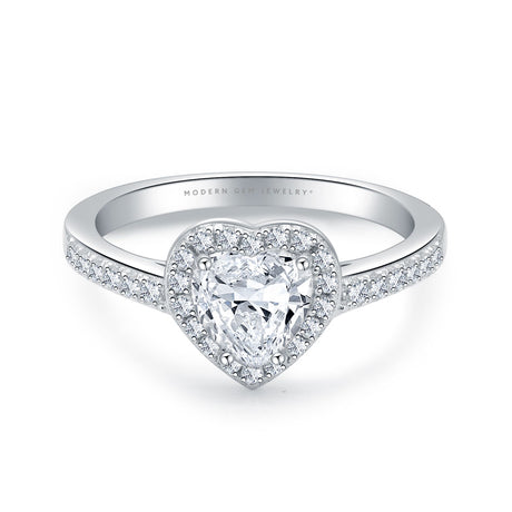 Heart Shaped Halo Diamond Engagement Ring