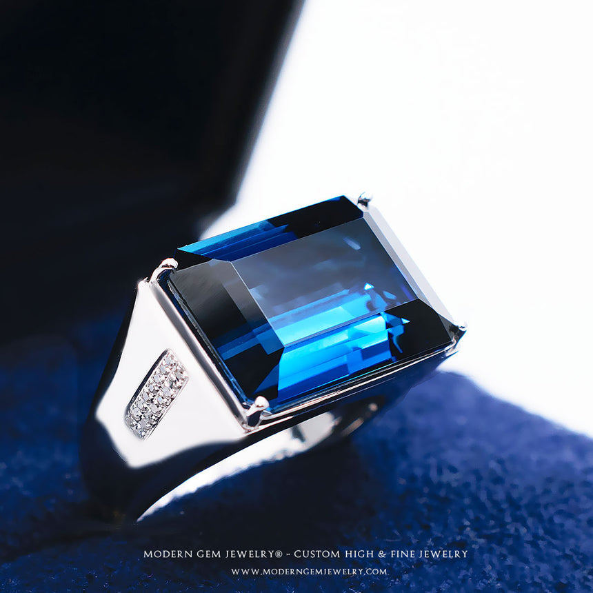 Prong Set Natural London Blue Topaz Solitaire Ring