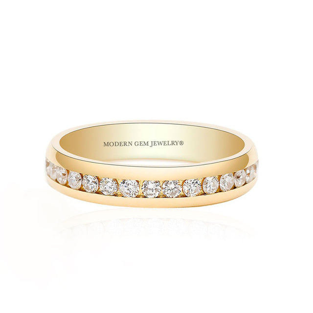Channel Set Diamond Wedding Band in Yellow Gold  | Modern Gem Jewelry | Saratti