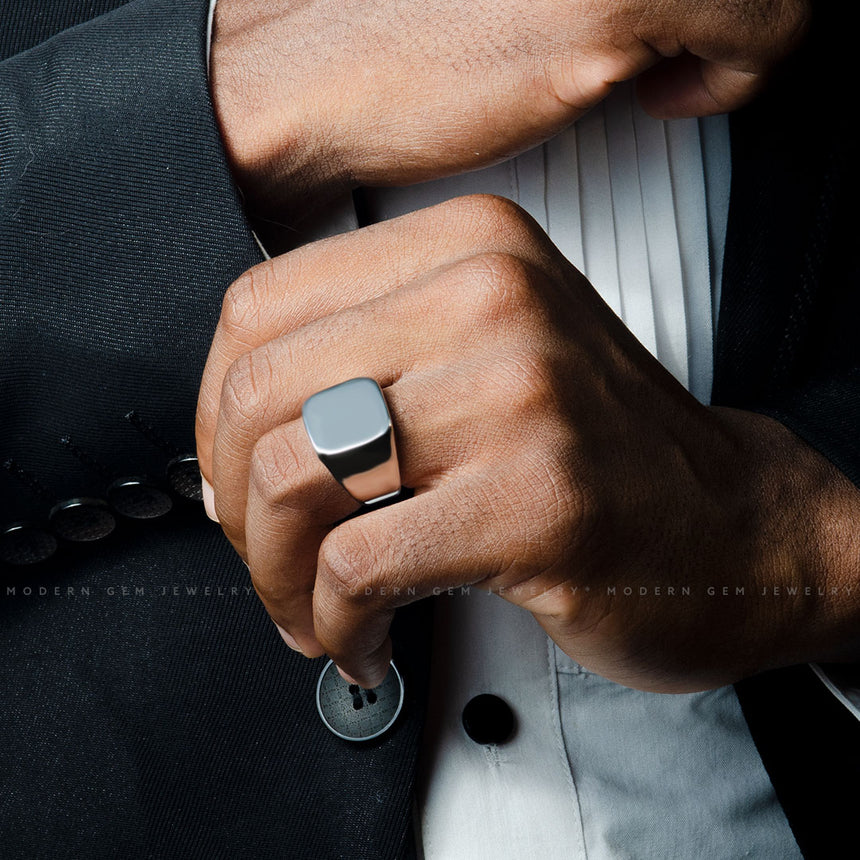 White Gold Mens Wedding Band | Custom Men Jewelry | Modern Gem Jewelry | Saratti