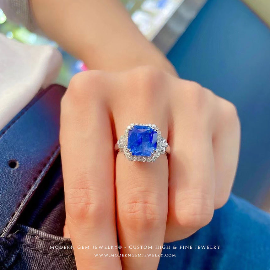 Vintage Sapphire and Diamond Halo Cocktail Ring