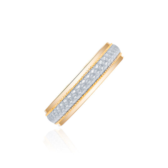Two Tone Mens Wedding Band Honey Comb Inspired| Custom Men Ring | Modern Gem Jewelry | Saratti