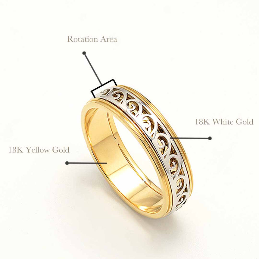 Unique Rotatable Design Gold Wedding Band
