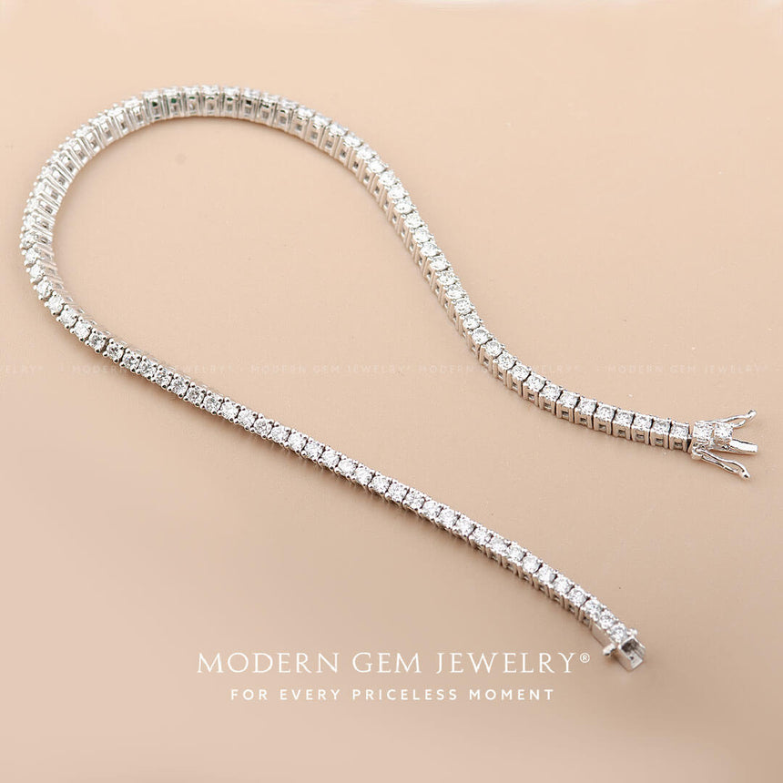 Tiffany Inspired Moissanite Tennis Bracelet | Modern Gem Jewelry