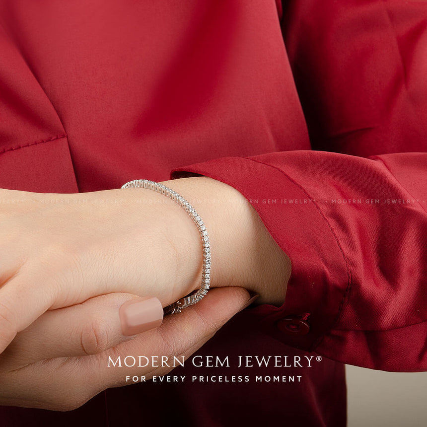 Classic Moissanite Tennis Bracelet Inspired by Tiffany | Modern Gem Jewelry