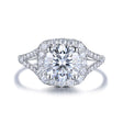 Split Shank Engagement Ring Halo Set In White Gold | Custom Rings| Modern Gem Jewelry