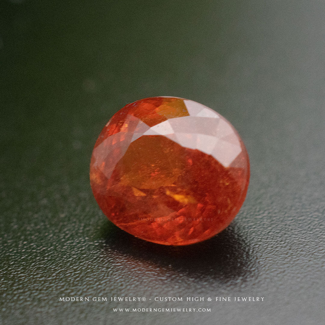 Natural Spessatite Garnet Gemstone Orange Oval Cut - Modern Gem Jewelry
