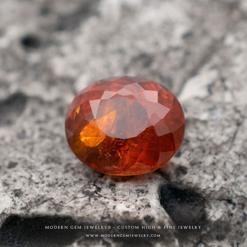 Orange Oval Spessatite Garnet Gemstone - Modern Gem Jewelry