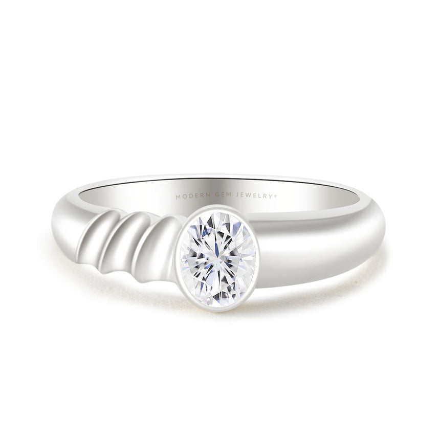 Bezel Set Oval Diamond Engagement Ring