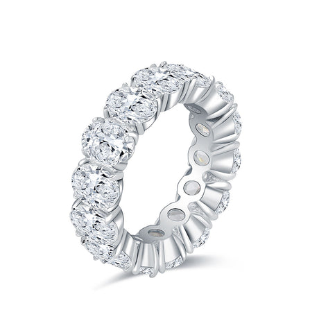 Thick Diamond Wedding Bands 14 carats Oval in White Gold | Modern Gem Jewelry | Saratti