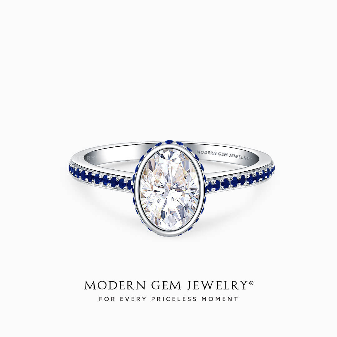 Oval Diamond Engagement Ring in White Gold | Modern Gem Jewelry
