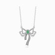 Ribbon Design Natural Emerald and Diamonds 18K White Gold Necklace | Modern Gem Jewelry