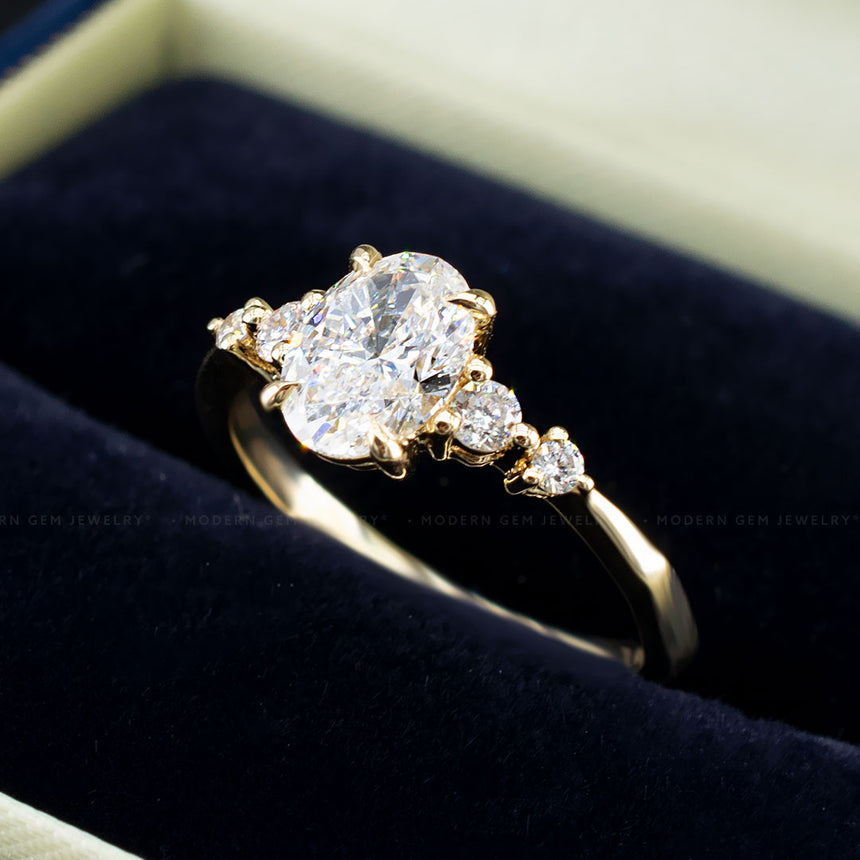 Claw Prong Natural Oval Diamond Engagement Ring