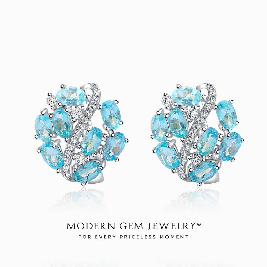 Natural Apatite and diamond pave stud earrings