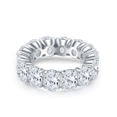 Thick Diamond Wedding Bands 14 carats Oval in White Gold | Modern Gem Jewelry | Saratti
