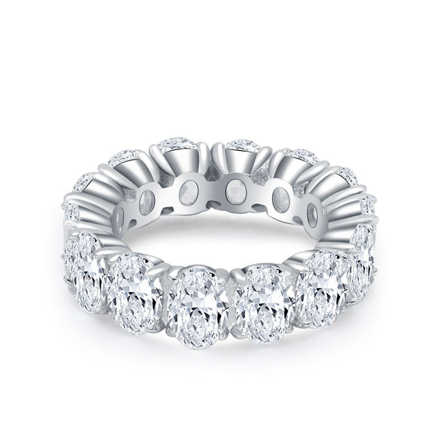 Thick Diamond Wedding Bands 14 carats Oval in White Gold | Modern Gem Jewelry | Saratti