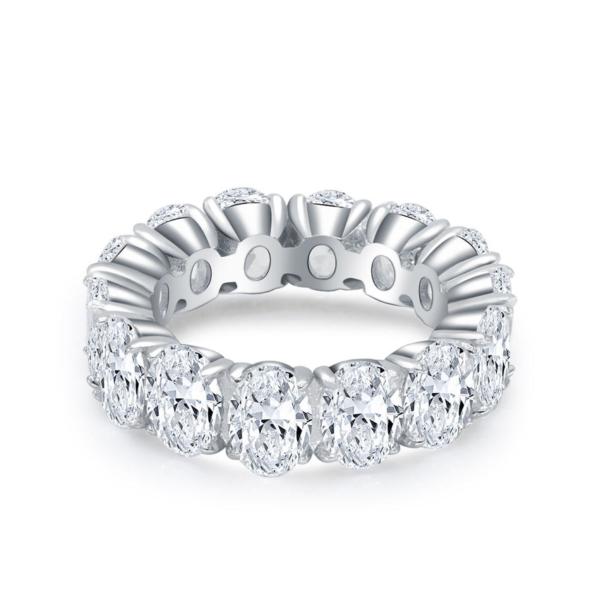 Thick Diamond Wedding Bands 14 carats Oval in White Gold | Modern Gem Jewelry | Saratti