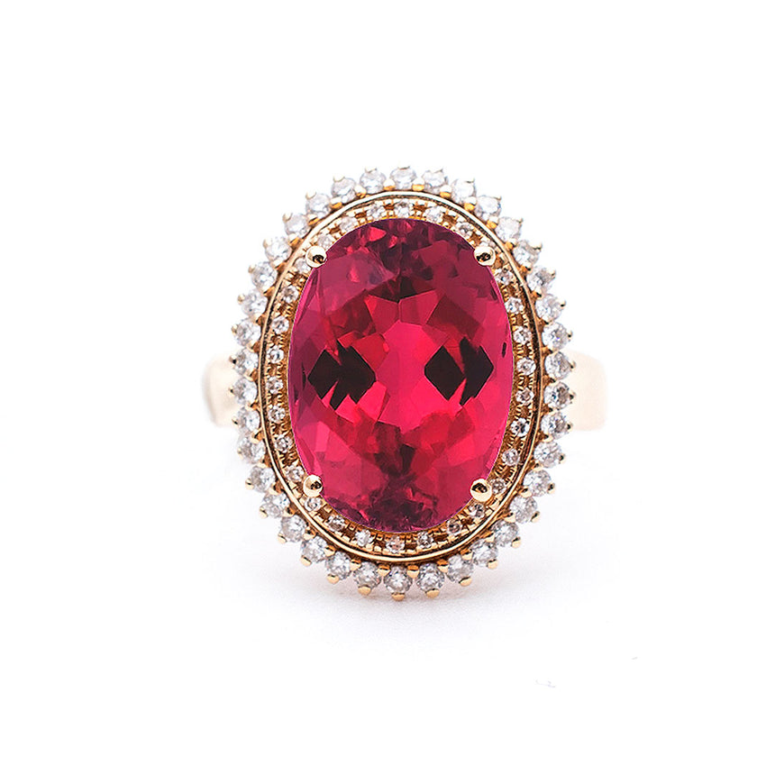 Tourmaline Ring & Diamonds In 18K Yellow Gold | Custom Rings | Modern Gem Jewelry | Saratti