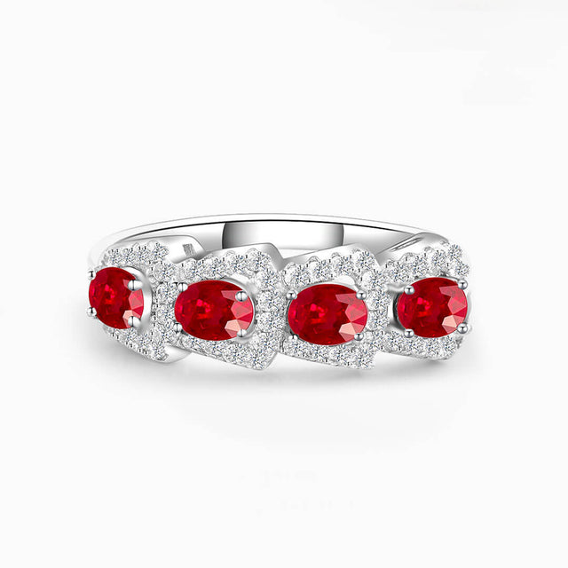 Red Ruby Ring with Natural Diamonds in 18K White Gold Ring | Modern Gem Jewelry | Saratti