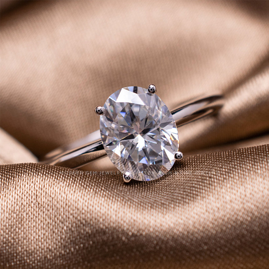 18K White Gold 1.2 ct Natural Oval Diamond Engagement Ring