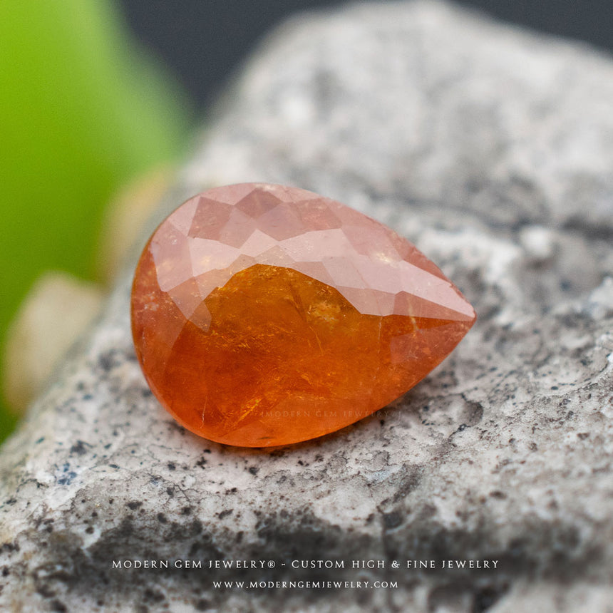 Pear Natural Spessatite Garnet Gem - Modern Gem Jewelry