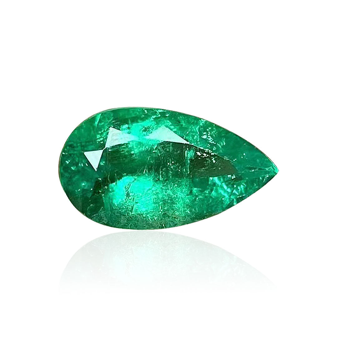 Emerald Gemstone | Pear Cut Green | 2.18 carats Tear Drop Columbian Minor-Oil
