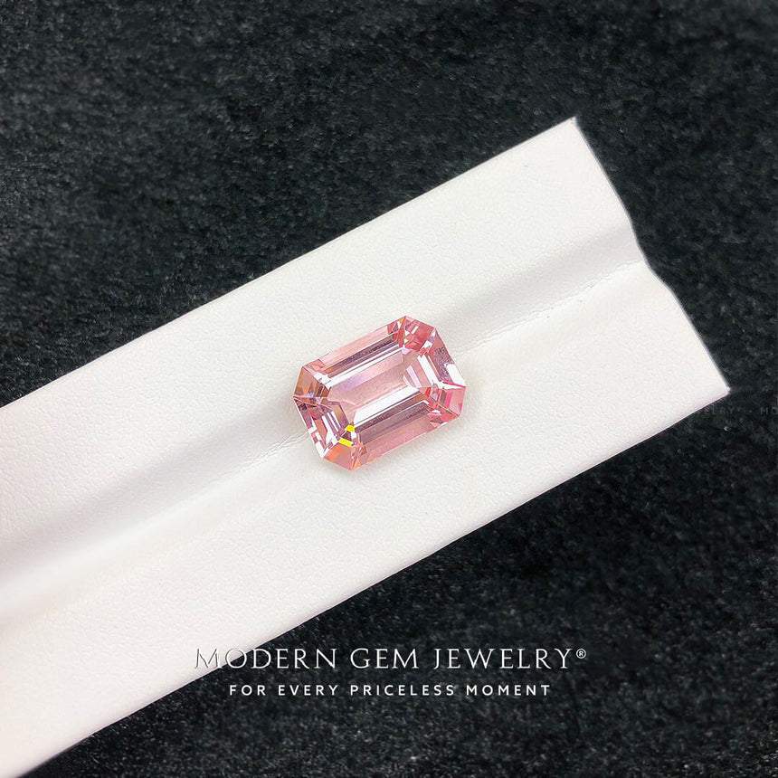 Emerald Cut Natural Morganite Stone | Modern Gem Jewelry