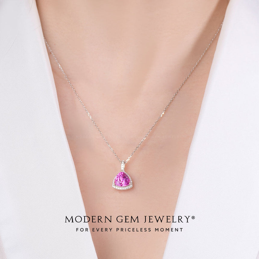 Real Pink Natural Topaz Necklace in Silver | Saratti Jewelry | Saratti