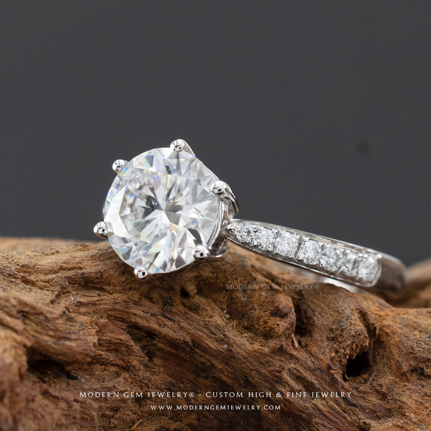 Six Prong Natural Round Diamond Solitaire Engagement Ring