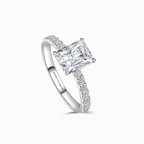 2 carat Moissanite Ring in Platinum | Modern Gem Jewelry | Custom Moissanite Engagment Ring