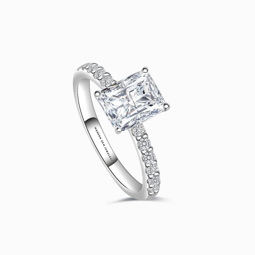 2 carat Moissanite Ring in Platinum | Modern Gem Jewelry | Custom Moissanite Engagment Ring